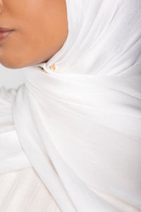 Satin Crinkle Hijab - White