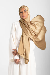 Satin Crinkle Hijab - Bronze Gold