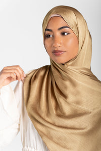 Satin Crinkle Hijab - Bronze Gold