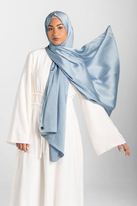 Satin Crinkle Hijab - Sky blue