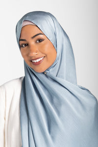 Satin Crinkle Hijab - Sky blue
