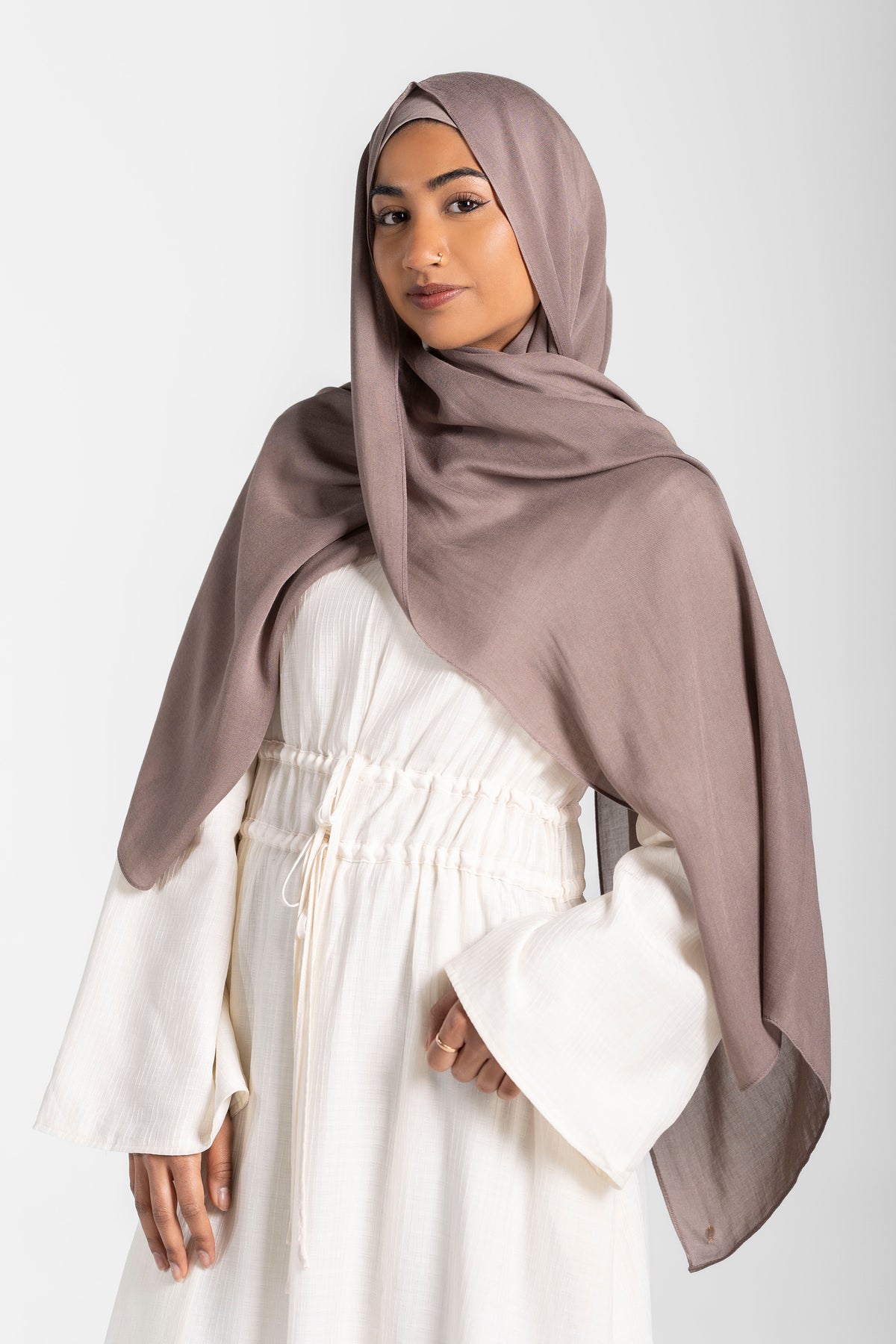 Modal Hijab Set - Brown/Grey