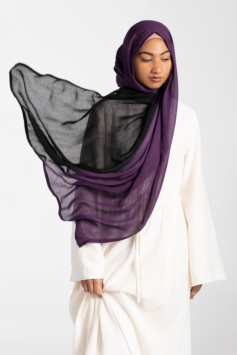 Modal Ombre Hijab - Black/Purple