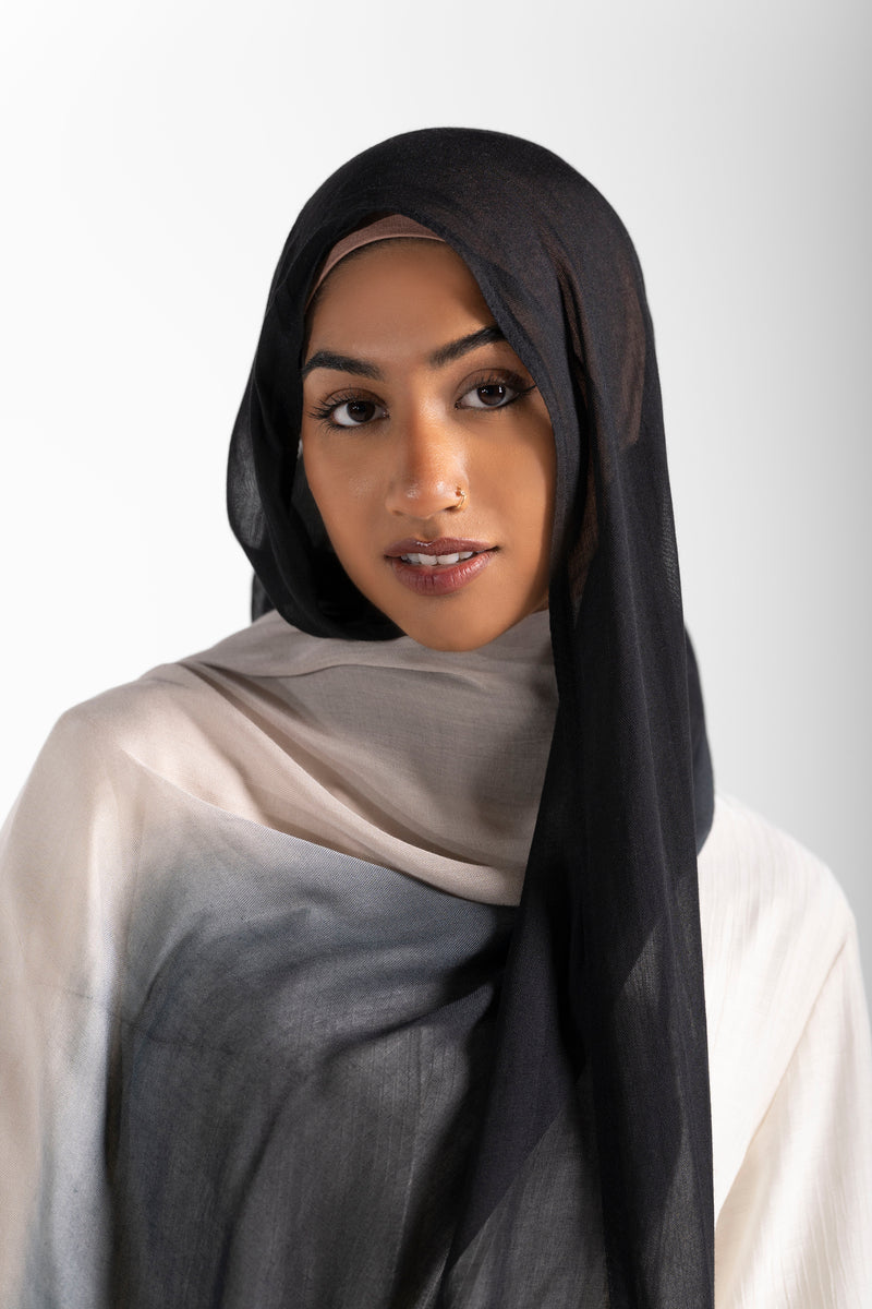 Modal Ombre Hijab - Black/Grey