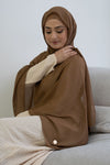 Chiffon Hijab Set With Matching Hijab Cap - brown