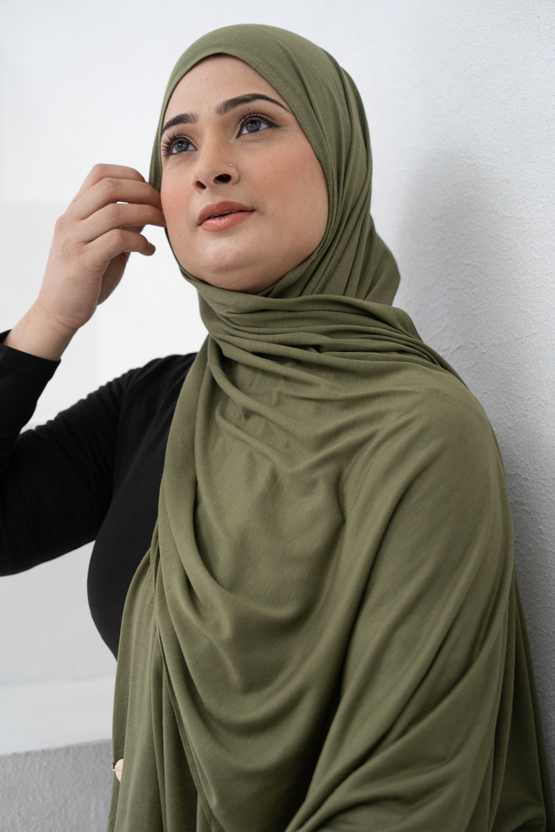 Jersey Hijab - olive green