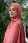 Satin Crinkle Hijab - Coral