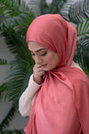 Satin Crinkle Hijab - coral