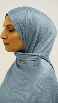 Satin Wavy Hijab - Sky Blue