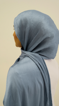 Satin Wavy Hijab - Sky Blue