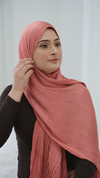 Satin Wavy Hijab - coral