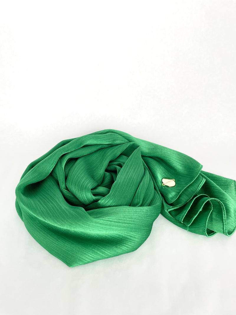 Satin Crinkle Hijab - bold green