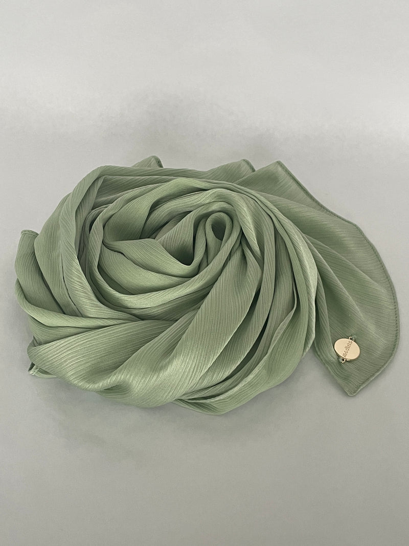 Satin Crinkle Hijab - Pale teal