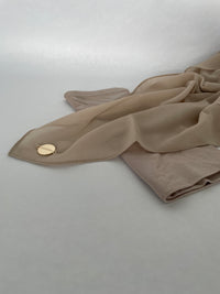 Chiffon Hijab Set With Matching Hijab Cap - Beige