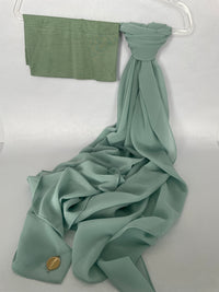 Chiffon Hijab Set With Matching Hijab Cap - Mint Green