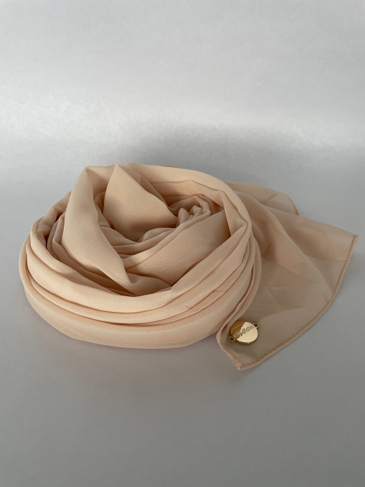 Chiffon Hijab Set With Matching Hijab Cap - Beige