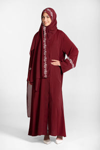 Embroidered Abaya with Matching Hijab – Nisa