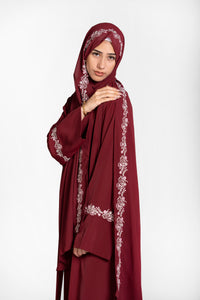 Embroidered Abaya with Matching Hijab – Nisa