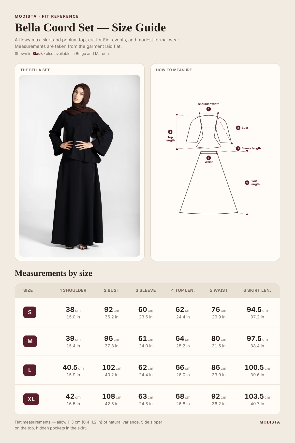Skirt and top set - modest flowy for women